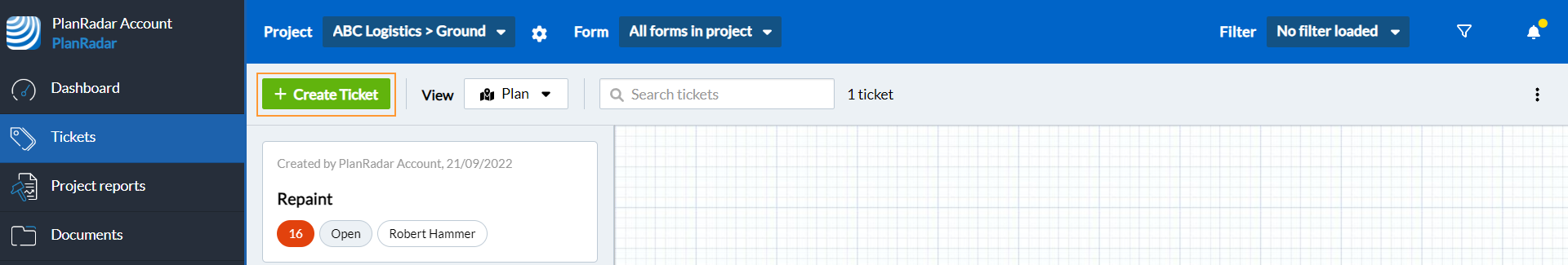 Create a Ticket – PlanRadar HelpCenter